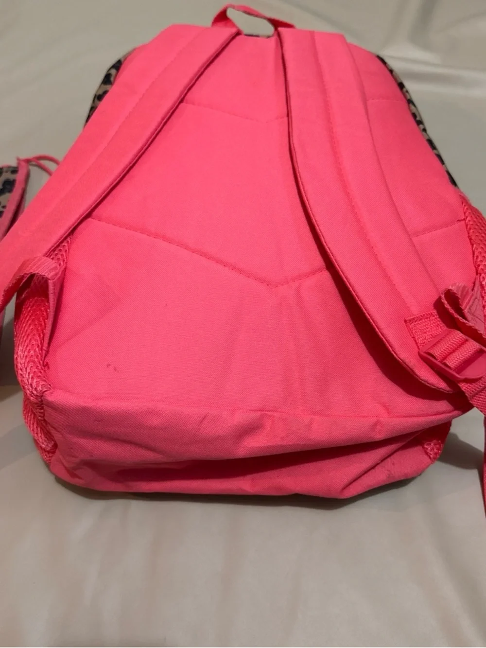 Leopard Print Backpack with Hot Pink Accents